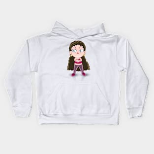 curly hair beautiful brunette girls - cartoon character for young girls (choose your twin) Kids Hoodie